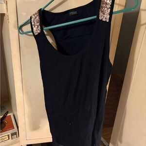 Venus Lascana Women’s Black w/ Gold Sequin Accent Tank Top Cami Shirt Size S